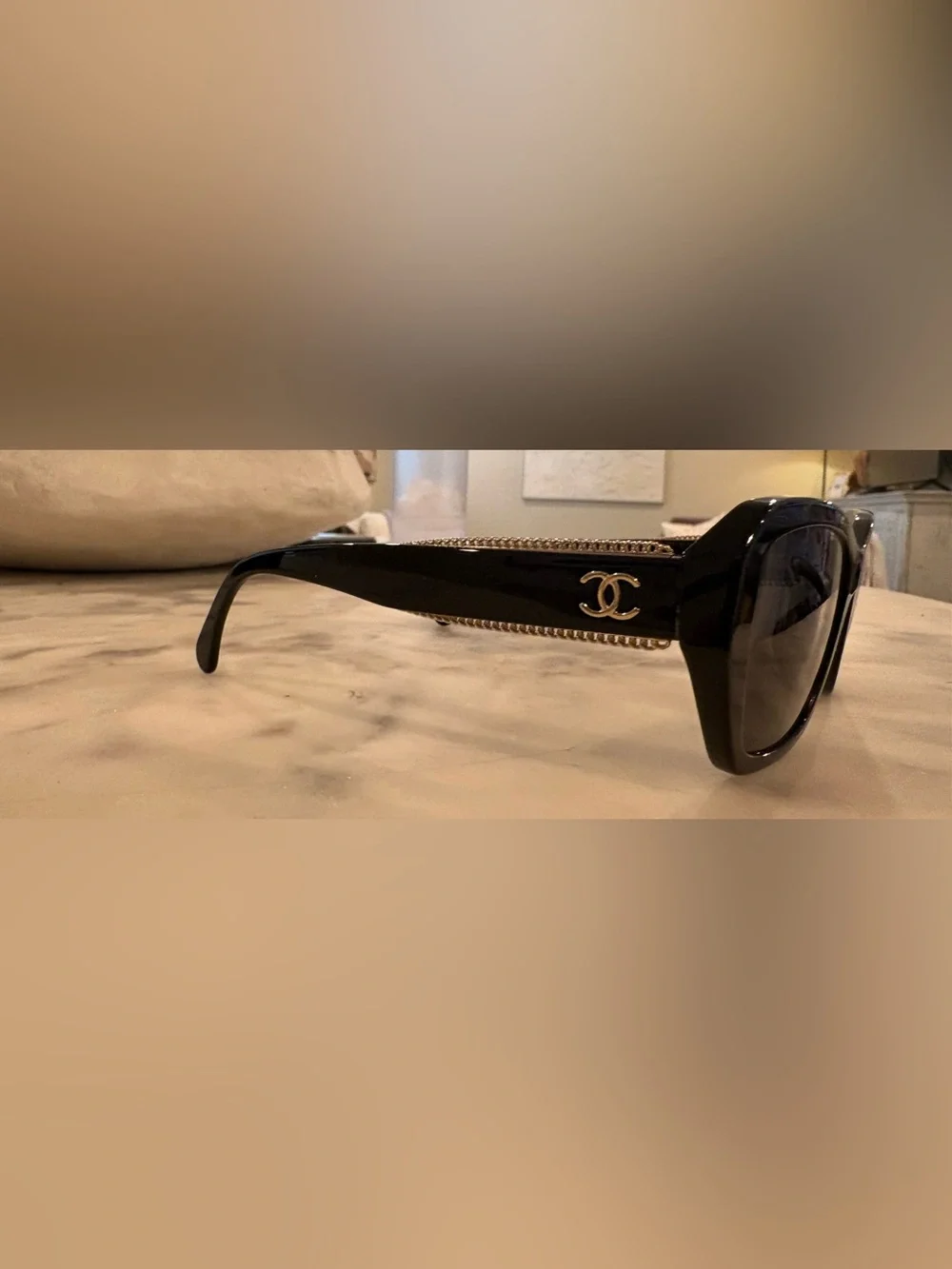 CHANEL Black Quilted Sunglasses Case with Matching Black Frames